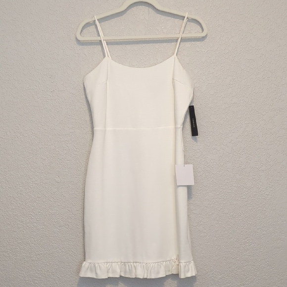 Lulu's Spoonful of Sass white fitted sleeveless ruffle trim bodycon mini dress - Picture 6 of 15